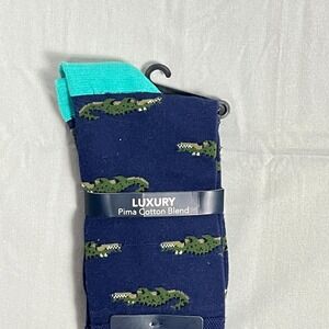 TailorByrd Luxury Pima Cotton Blend Dress Socks Mens 10-13 Navy Gator Stretch